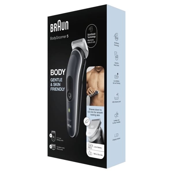 Braun Body Groomer 5 BG5340 Body Trimmer, med kam för känsligt område, grå/vit