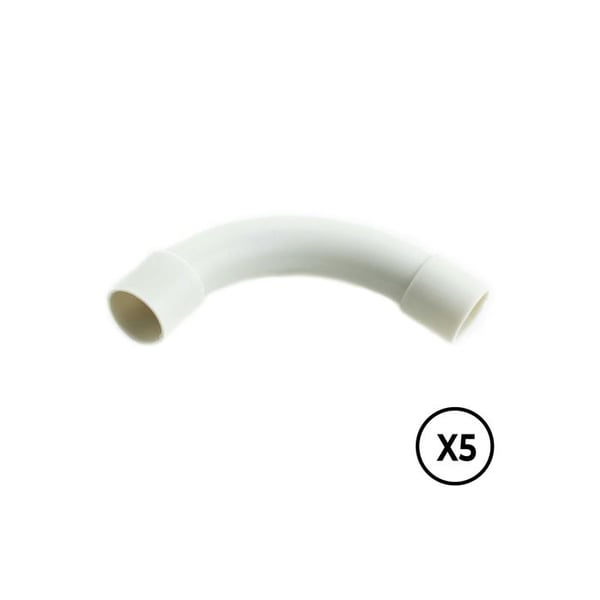PVC-böj 90° ø20 mm, grå, 5 enheter