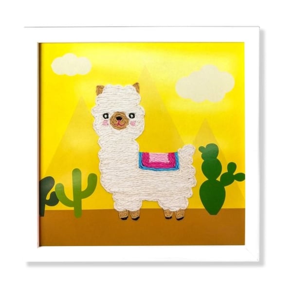 Kreativkitt - MEGACREA DIY - Tråd tavla lama - 22 x 22 cm - Vägdekoration
