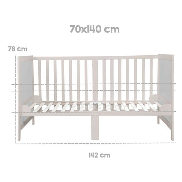 Lit Bebis Evolution 70 x 140 ROBA Easy Sleep - Inkluderade Transformationshörn - Trä / Grå