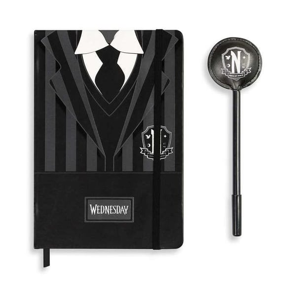 Journal + Stylus - KARACTERMANIA - Onsdag Uniform - Svart - One Size - Presentask