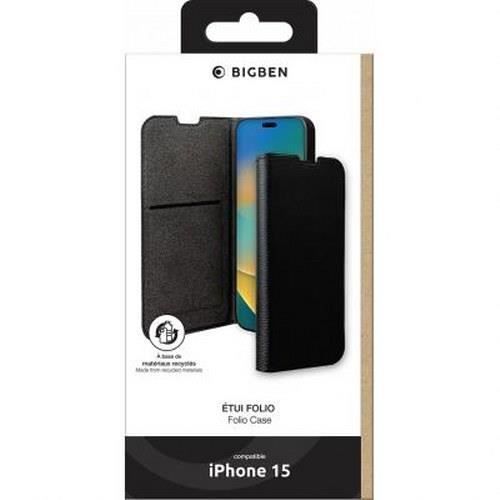 Fodral till Apple iPhone 15 Pro - BIGBEN CONNECTED - Folioplånbok med korthållare och videostöd - Svart