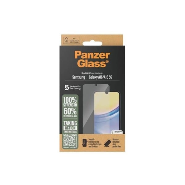 Skærmbeskyttelse - PANZER GLASS - Samsung Galaxy A16 - Hærdet glas - Ridsefrit - 3 års garanti