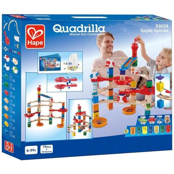 Super Spirals kuglebane - HÅNDMINUT - Quadrilla - 129 dele - Legetøj til børn fra 4 år og op