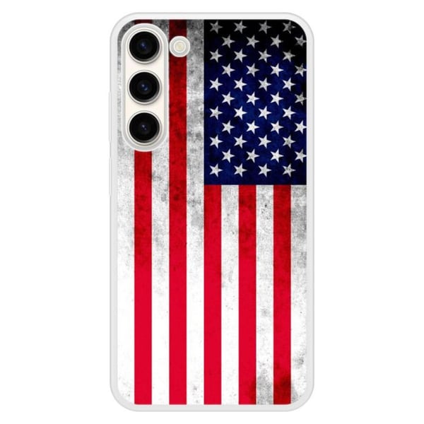 Siliconförstärkt tryckt skal kompatibelt med Samsung Galaxy S23 Plus USA-flaggan