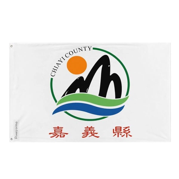 Flagga Chiayi län – 96 x 144 cm – Hållbar polyester – 2 metallöglor – Inomhus / Utomhus – Pixelforma
