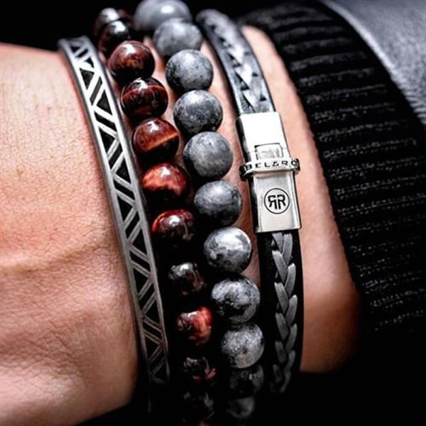 Armbånd - REBEL&ROSE - RR-80025-S - Mat grå perler - Størrelse 17,5 cm - Unisex