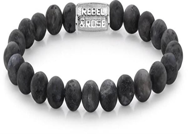 Armbånd - REBEL&ROSE - RR-80025-S - Mat grå perler - Størrelse 17,5 cm - Unisex