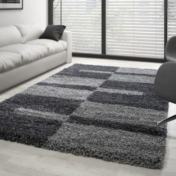 Tapis - AYYILDIZ - Gala Shaggy - Grå-Grå Ljus - 80x150 cm - Lång Lugg 30 mm