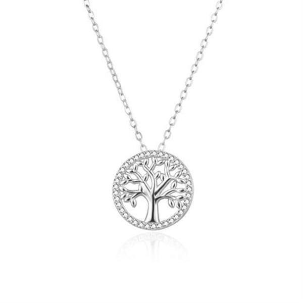 Collier - AGATO - Livets träd - Silver 925 - Kubisk zirkon - Justerbar längd 42 cm