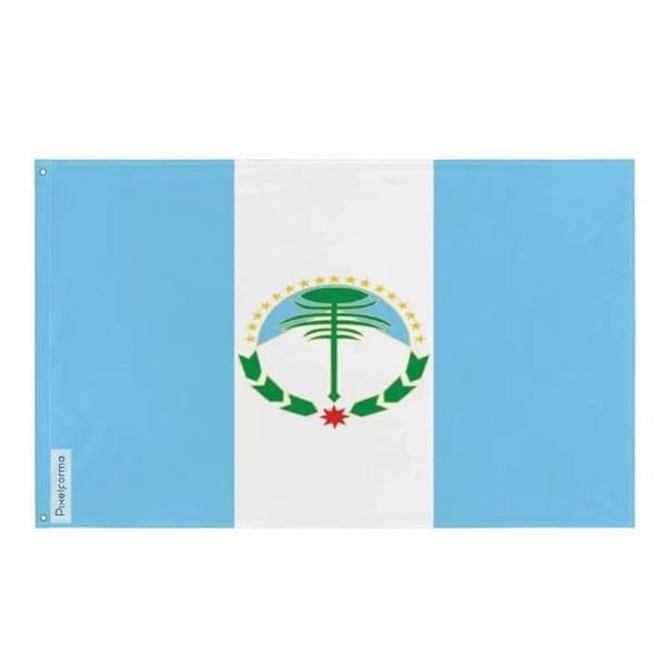 Neuquén-flagg – 128 x 192 cm – Hållbar polyester – 2 metalöglor – Inomhus / Utomhus – Pixelforma