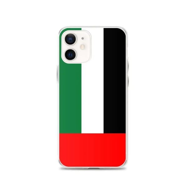 Telefonfodral – Förenade Arabemiratens flagga – Kompatibel med iPhone 12 – Mjukt fodral – Slitstarkt och Stötsäkert – Pixelforma