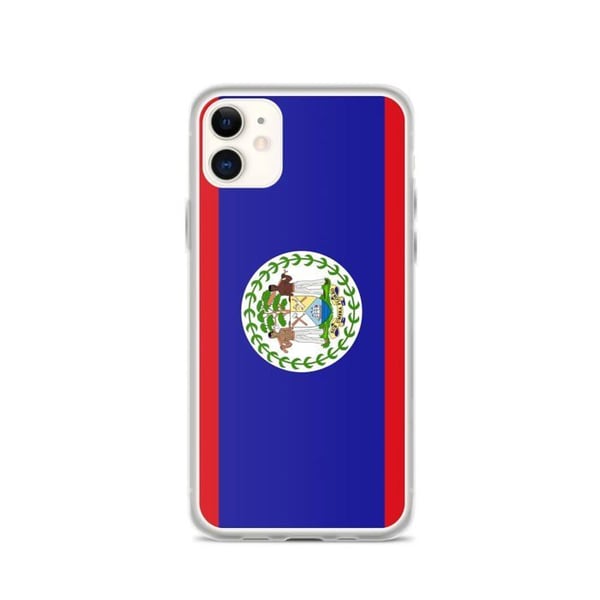 Mobilskal – Belize Flagga – Kompatibel med iPhone 11 – Mjuk Fodral – Hållbar och Stötsäker - Silikon - Pixelforma