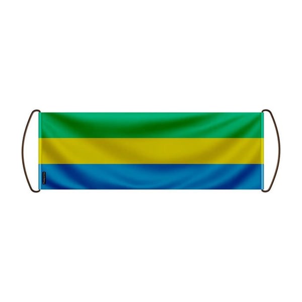 Rullbanner – Gabons flagga – 24 x 70 cm – Polyester – Handflagga – Pixelforma