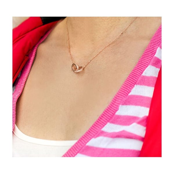Halsband i förgyllt med sammanflätade ringar AGS1229/47-ROSE