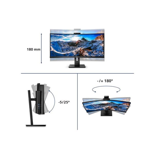 Skärm - Philips - 346P1CRH/00 - 34 tum - USB-C - WQHD böjd - Säker webbkameran