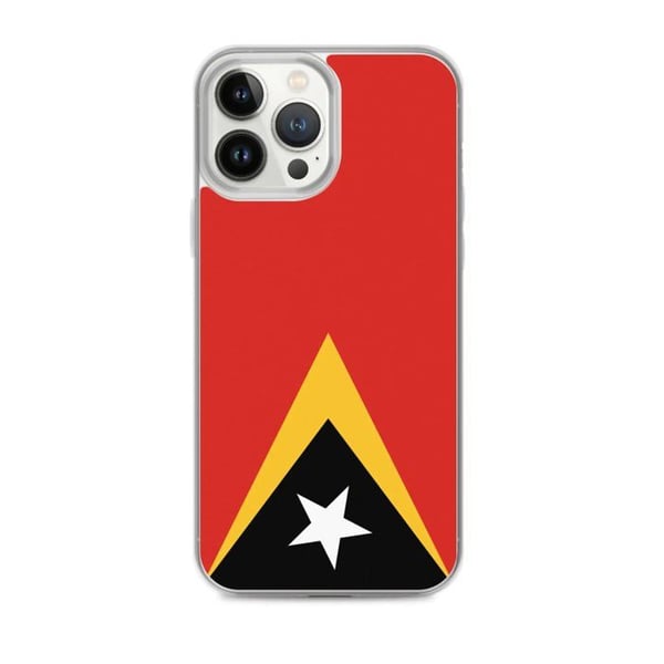 Telefonfodral – Östra Timor flagga – Kompatibel med iPhone 13 Pro Max – Flexibelt fodral – Stöttåligt och chockresistent – Pixelforma