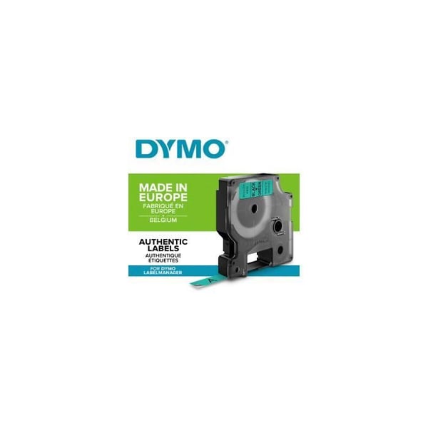 DYMO - LabelManager tejpkassett D1 9mm x 7m - Svart på grönt - Kompatibel med LabelManager och LabelWriter Duo