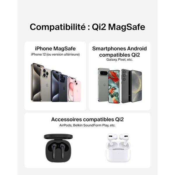 Laddningsplatta - BELKIN - USB-C - 15 W - Svart