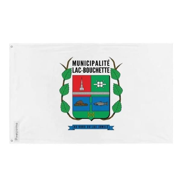 Lac-Bouchette-Flagga – 192 x 288 cm – Hållbar Polyester – 2 Metallöglor – Inomhus / Utomhus – Pixelforma