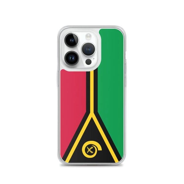 Mobilskal – Vanuatu Flagga – Kompatibel med iPhone 14 Pro – Flexibelt skal – Slitstarkt och Stötsäkert - Silikon - Pixelforma