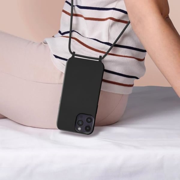Coque - iPhone - 14 Pro - Semi-rigide - Nylon snodd - 80cm svart