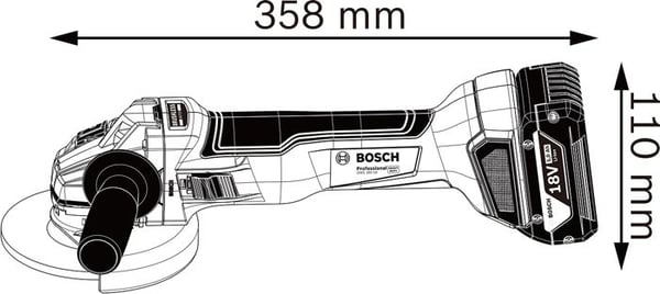 Bosch Professional GWS 18V-10 kulmahiomakone + 2 akku 4,0Ah + laturi GAL 18V-40 + L-BOXX - 06019J4007