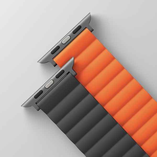 Armband - UNIQ - Vändbar - Silikon - Kompatibel med Apple Watch 45/44/42MM - Grå/Orange