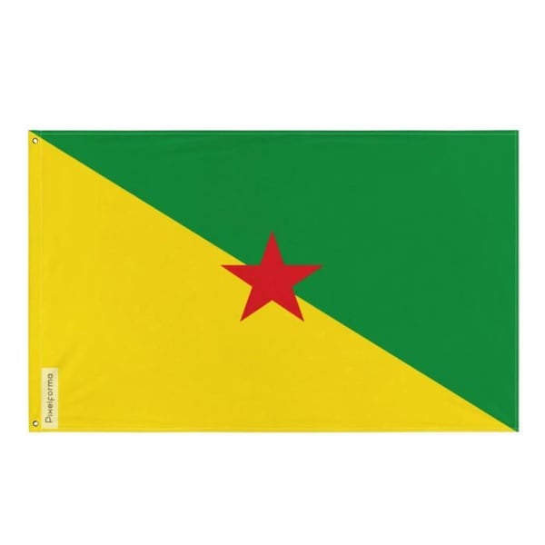 Guyanes flagga – 60 x 90 cm – Slitstark polyester – 2 metalöglor – Inomhus/Utomhus – Pixelforma