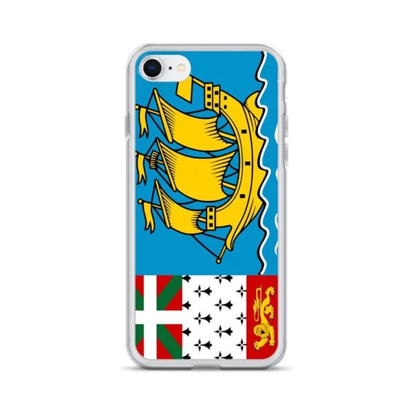 Mobilskal – Flagga Saint-Pierre-et-Miquelon – Kompatibel med iPhone 7 Plus – Mjuk Fodral – Slitstark och Stötsäker – Pixelforma