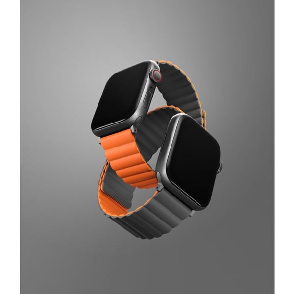 Armband - UNIQ - Vändbar - Silikon - Kompatibel med Apple Watch 45/44/42MM - Grå/Orange