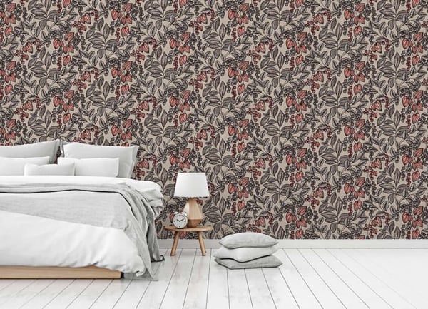 Tapet Blommor M1-No.1447 Vinyltapet Brun Grå Floral Natur
