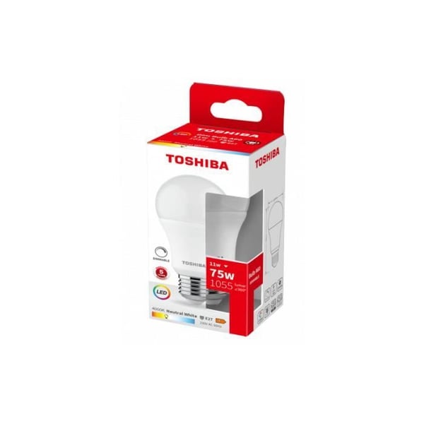 LED-lampa - TOSHIBA - E27 A60 - 11W - 1055Lm - Kallvit Dimmbar