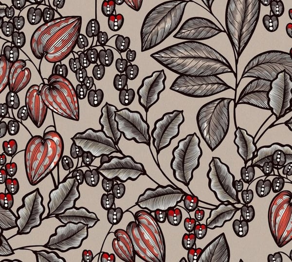 Tapet Blommor M1-No.1447 Vinyltapet Brun Grå Floral Natur