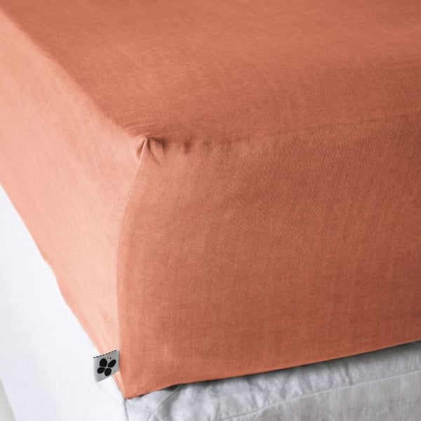 Drap housse "Lysandre" alla storlekar "Lyocel" Fjärilseffekt - Lysandre Terracotta - 140 x 200 cm med 30 cm sängkappa