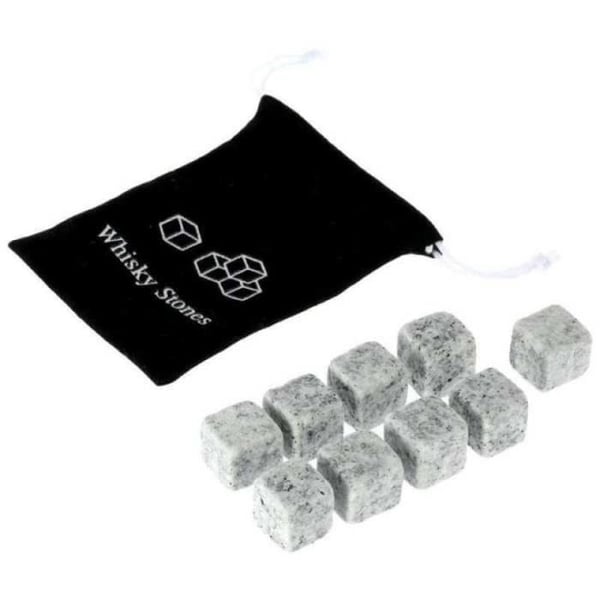 GL11459-Set med 9 bitar av granit whiskysten. Glaciärblockkuber. naturlig bulk kylare för köksredskap