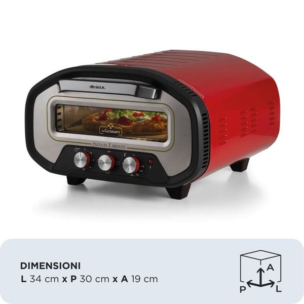 Ariete Forno Pizza Da Gennaro 3901 Rød 2200W 430°C Bagning 2 Minutter