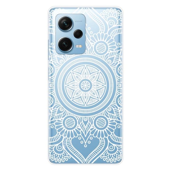 Tryckt silikonfodral som är kompatibelt med Xiaomi Redmi Note 12 Pro Plus White Mandala