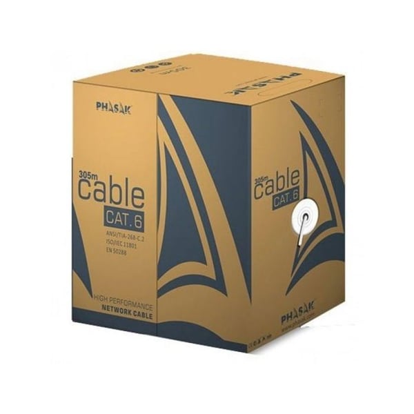 Phasak Bobina Nätverkskabel RJ45 Cat.6 FTP 305m Grå