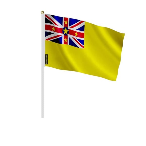 Mini-flagga - Niue - 14 x 21 cm - Att hålla i handen - Polyester - 100 stycken - Pixelforma