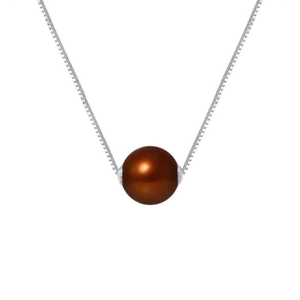 Halsband - Perlinea - AAA+ Freshwater Cultured Pearl - Choklad - 925 Silver - 42 cm
