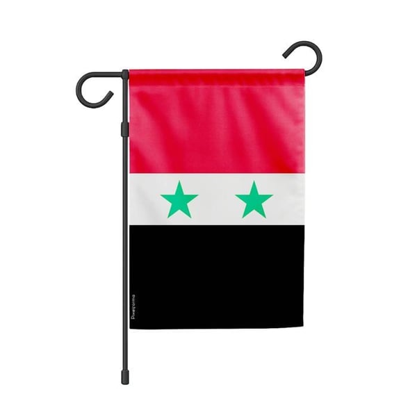 Trädgårdsflagga från Syrien – 32 x 47,5 cm – Hållbar polyester – Horisontellt format – Utomhus – Pixelforma