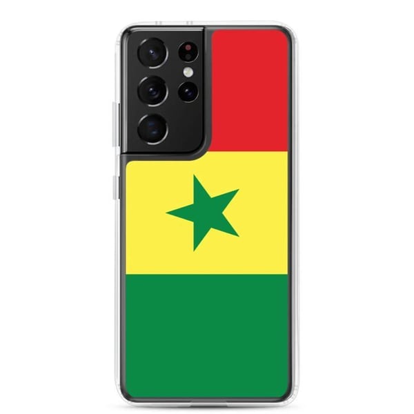 Telefonfodral – Senegalflagga – Kompatibel med Samsung Galaxy S24 Ultra – Mjuk fodral – Slitstark och stötresistent – Pixelforma