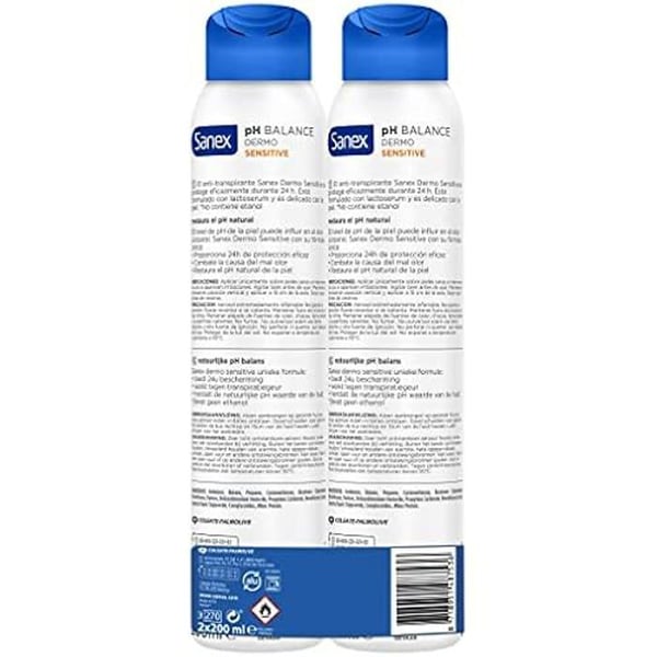 Deodorant Spray - Sanex - Dermo Sensitive - Hypoallergenisk - Effektivt skydd - Känslig hud