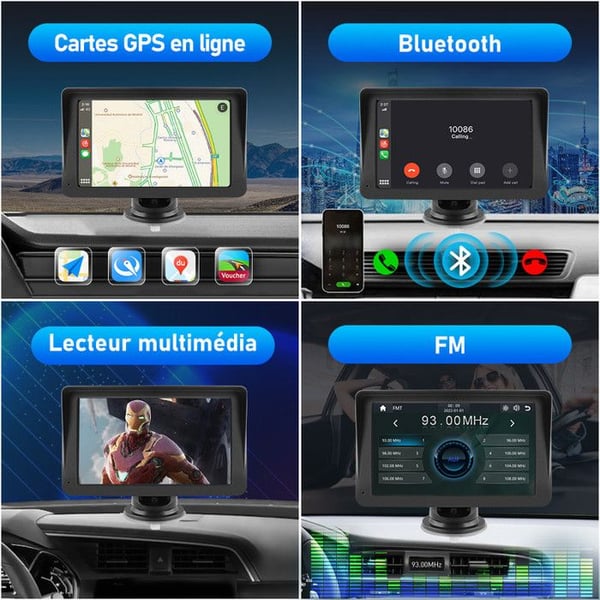 AWESAFE Bil Carplay Trådlös, Android Auto Trådlös, Airplay, med 7 tum HD Pekskärm, PhoneLink Fjärrkontroll