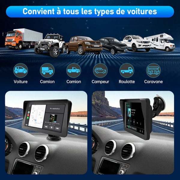 AWESAFE Bil Carplay Trådlös, Android Auto Trådlös, Airplay, med 7 tum HD Pekskärm, PhoneLink Fjärrkontroll