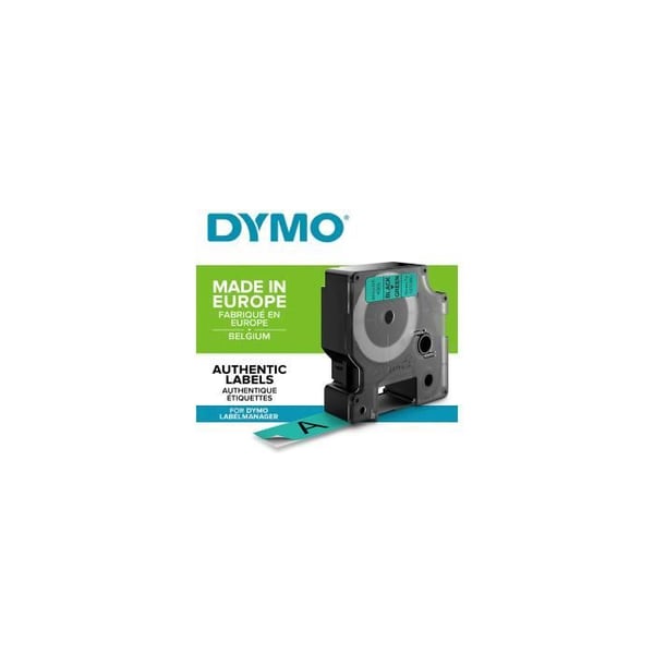 Etiketter - DYMO - LabelManager tejpkassett D1 19mm x 7m - Svart på grönt - Avtagbart klister