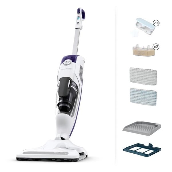 ROWENTA Clean & Steam Revolution Dampvasker, Støvsuger og vasker, Fjerner 99,9 % af bakterier, Velegnet til alle gulve RY7731WH