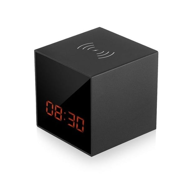 HD WiFi väckarklocka spionkamera med tvåvägs ljudinduktionsladdare