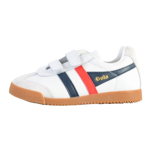 Gola Classics Harrier Läderremsskor - Vit/marinblå/röd
